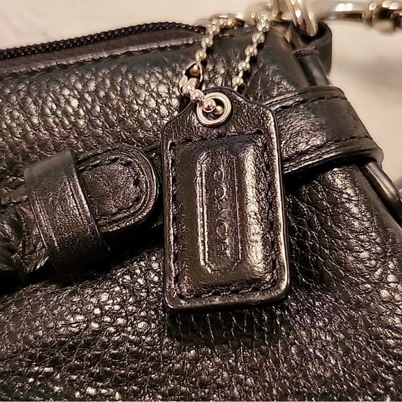 Coach Chic Black Pebbled Leather Wristlet with Silver Accents Hangtag - Picture 3 of 7